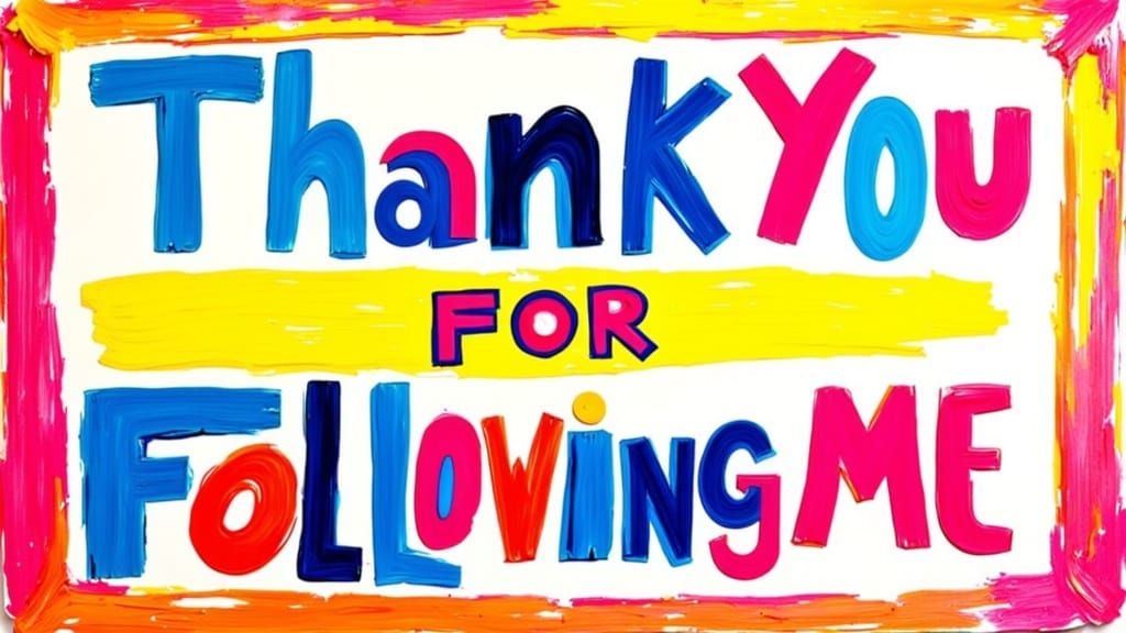 A Colourful Hand-Painted Thank You Sign in a Whimsical Style
