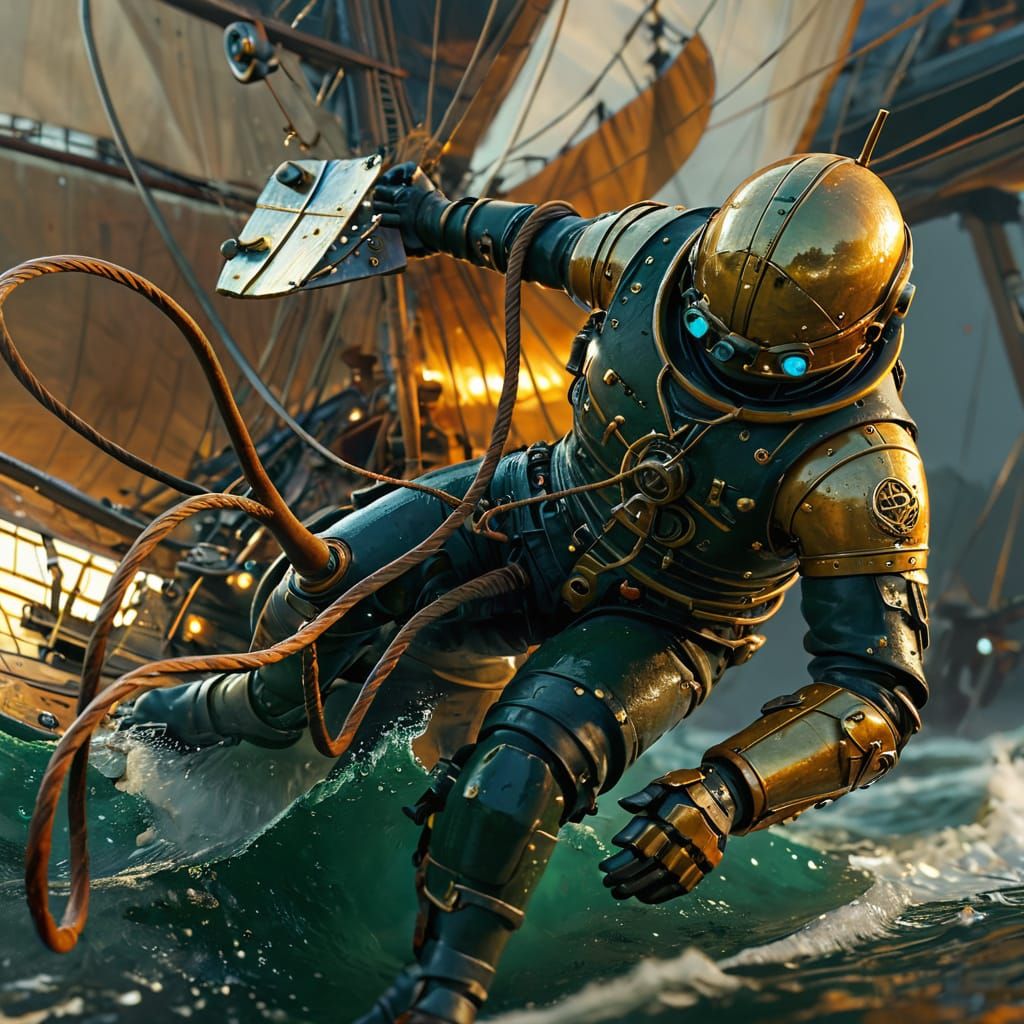 Miniature Ship Sails in a Whimsical Art Studio Scene