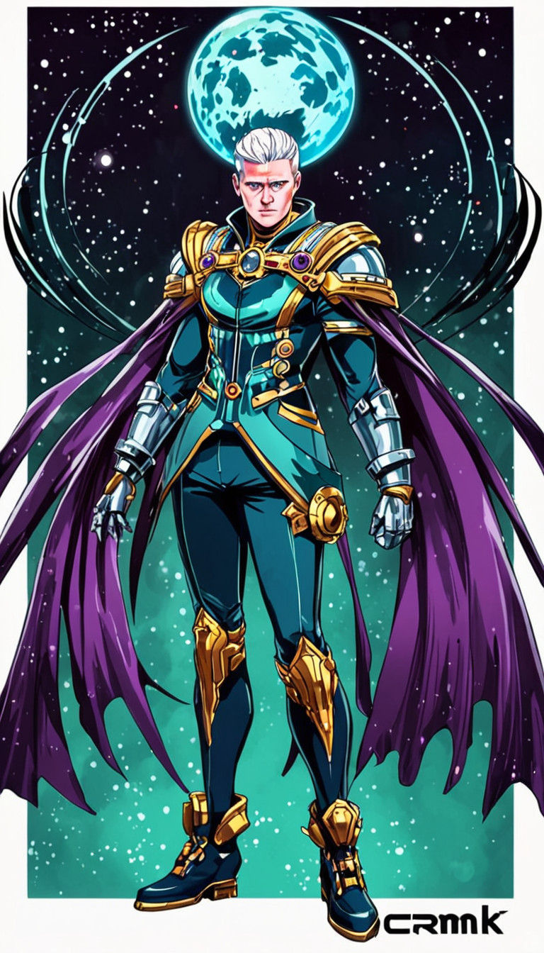 Anime Style Evil Cosmic Goddess in Ancient Armor