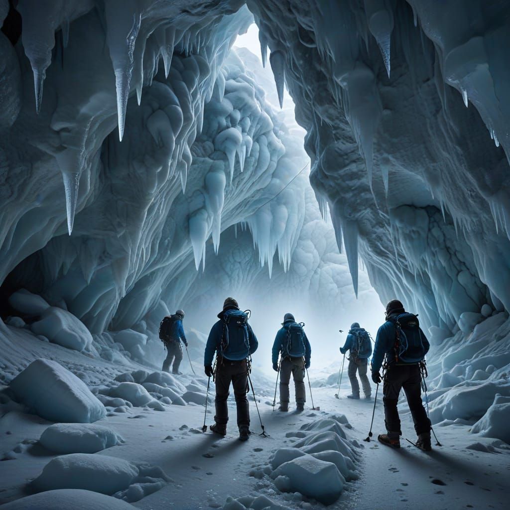 Intrepid Explorers Navigate a Treacherous Ice Cave