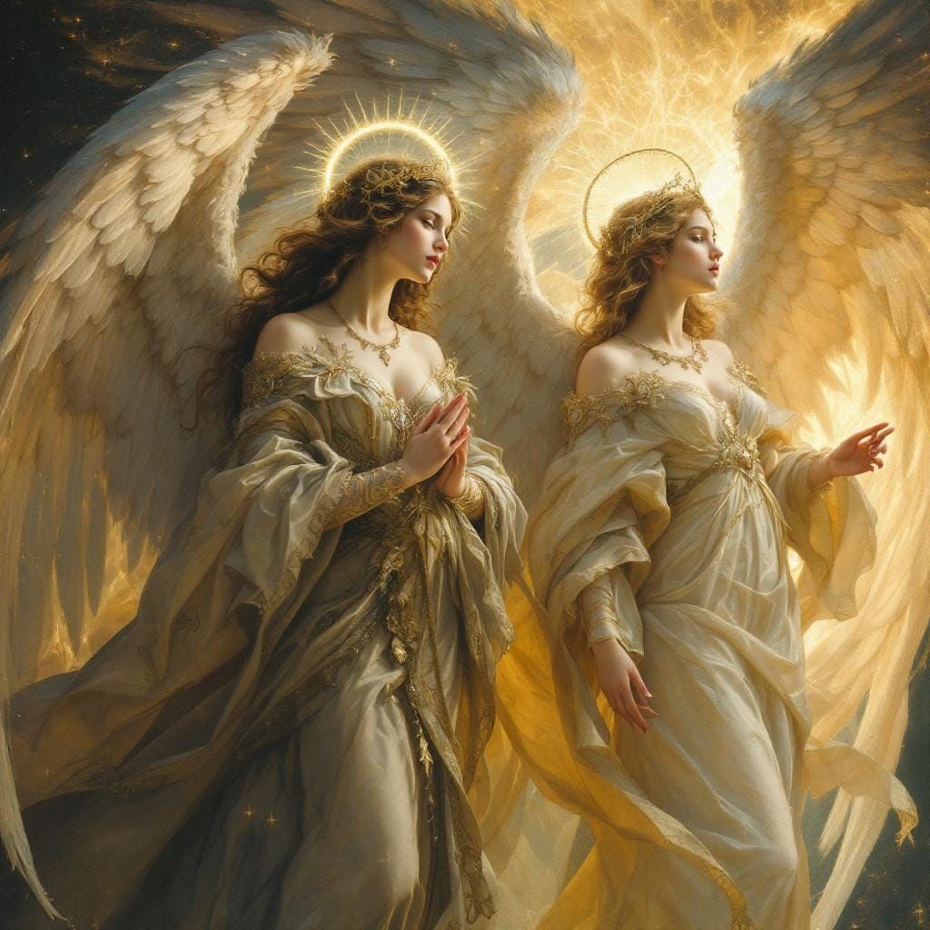 Ethereal Fantasy Angels in Baroque Style