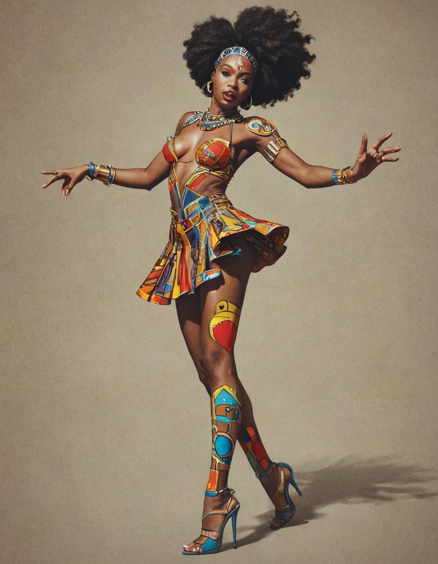 Vibrant Pop Art in Afrofuturism Style