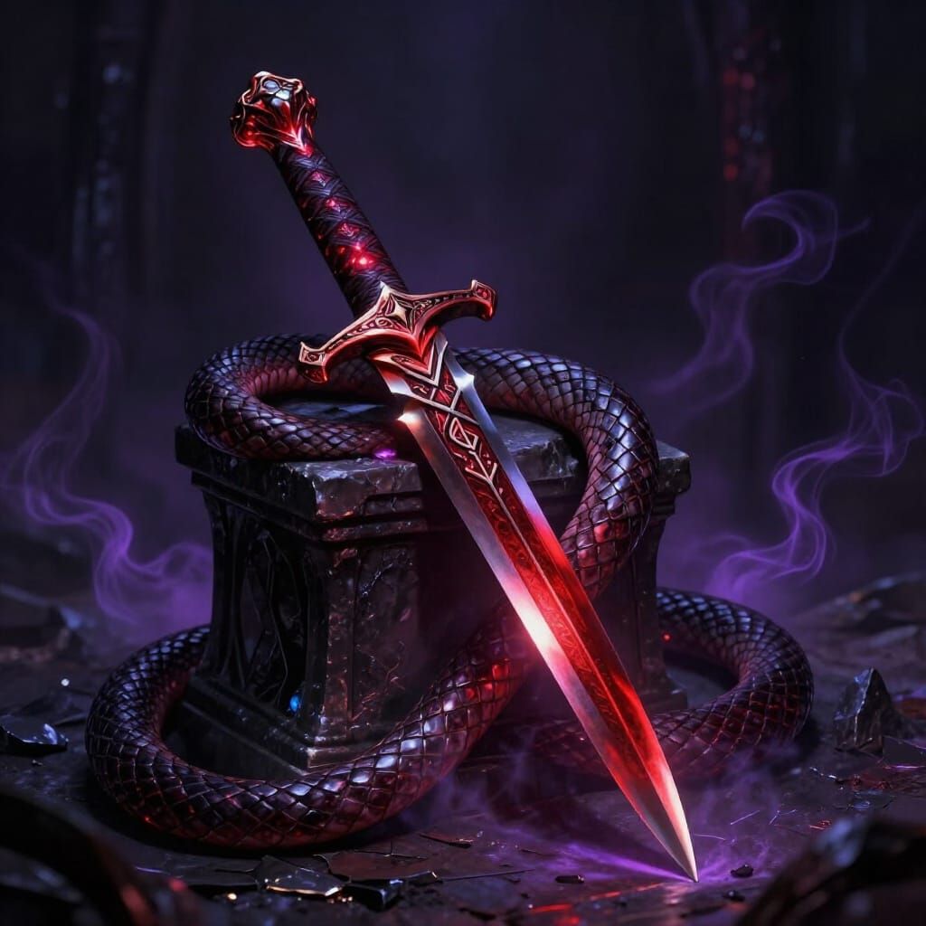 Gothic Fantasy Dagger with Glowing Runes