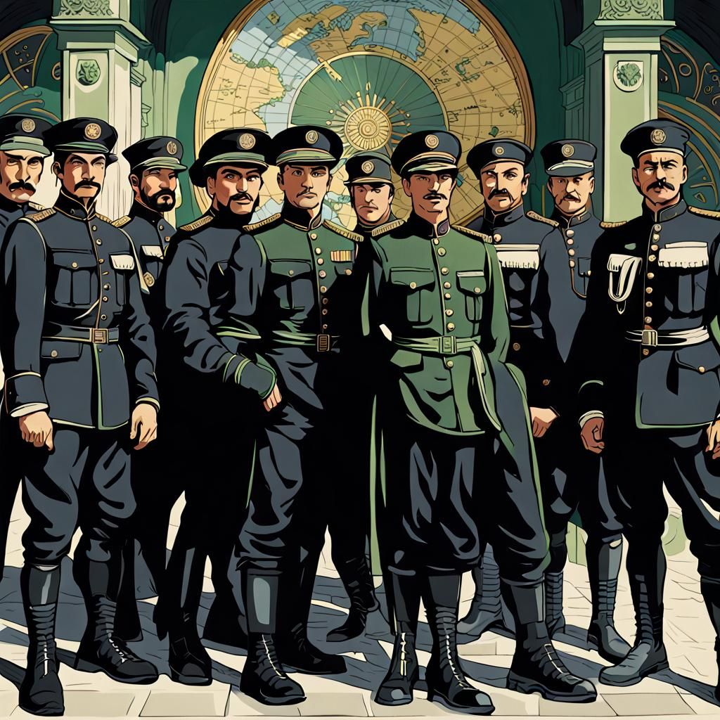 Global Military Company in Alphonse Mucha Style