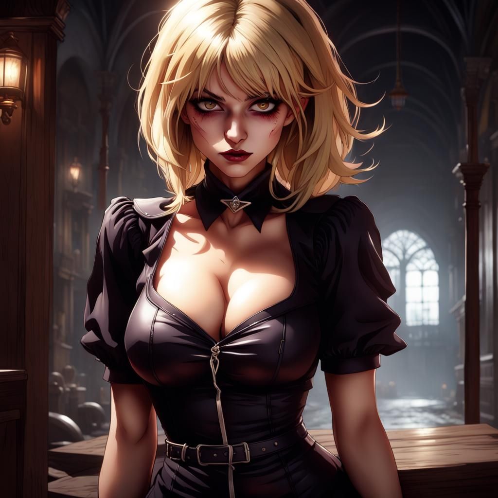 Vampire Girl in Alluring Dark Fantasy Art