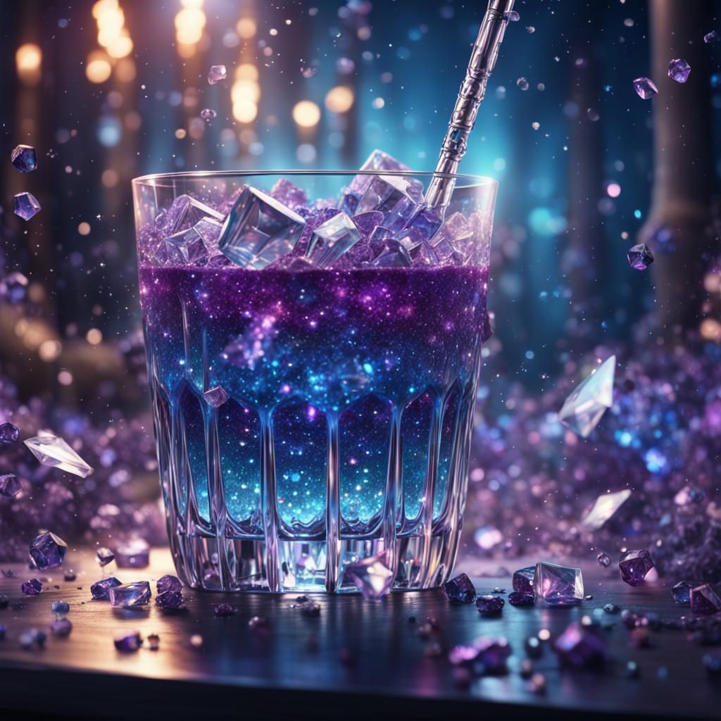 Sparkling Crystal Drink in Digital Matte Painting Style