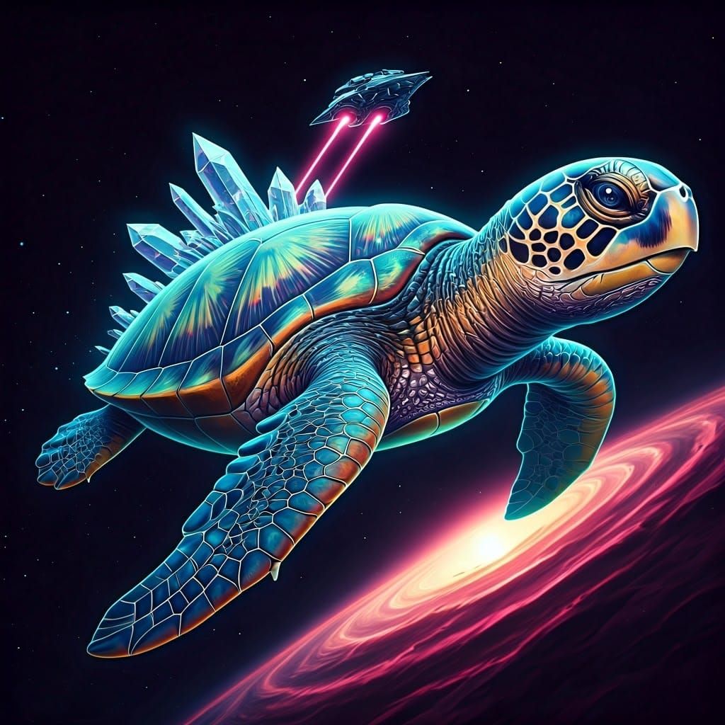 Colossal Space Turtle Navigating Starry Expanse