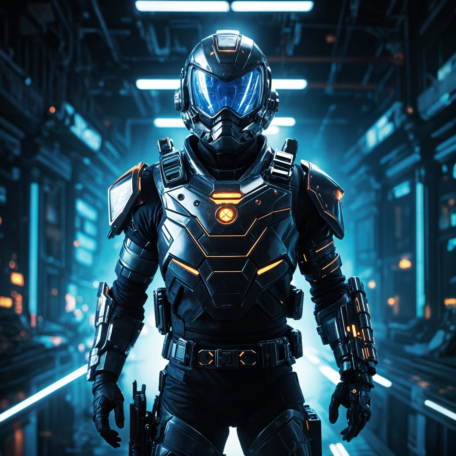 Futuristic Soldier with Jetpack in Anime Style