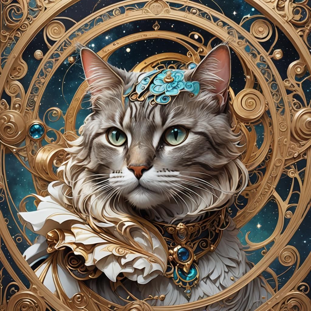 Cats Adorn Composition Book in Detailed Digital Art
