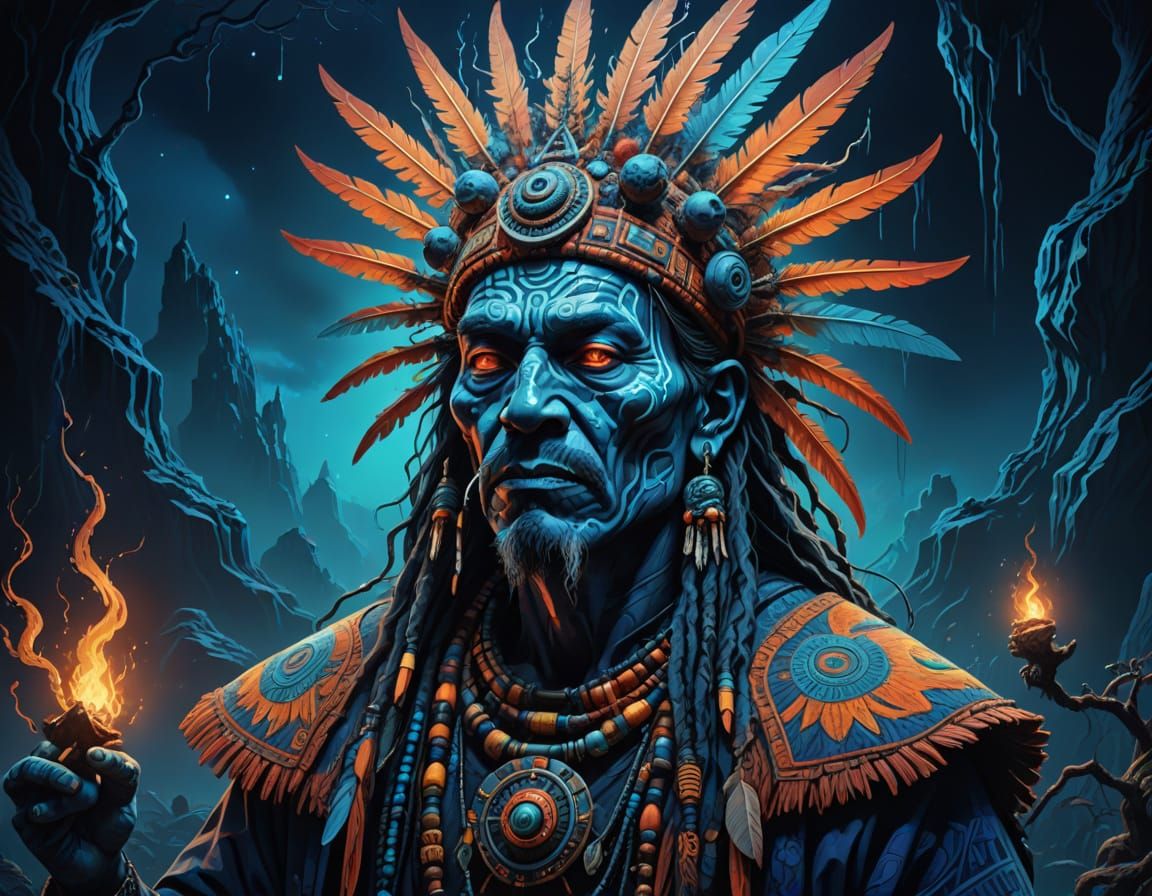 Psychedelic Shaman in a Surreal World: Digital Painting