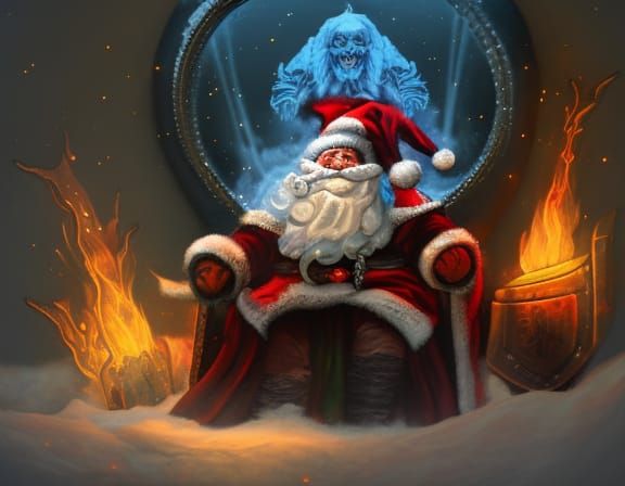 Warhammer Santa on Ice Throne with Flames