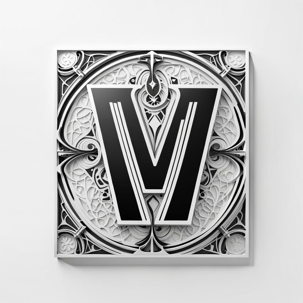 Ornate Integral Sign on White, Minimalist Concept Art