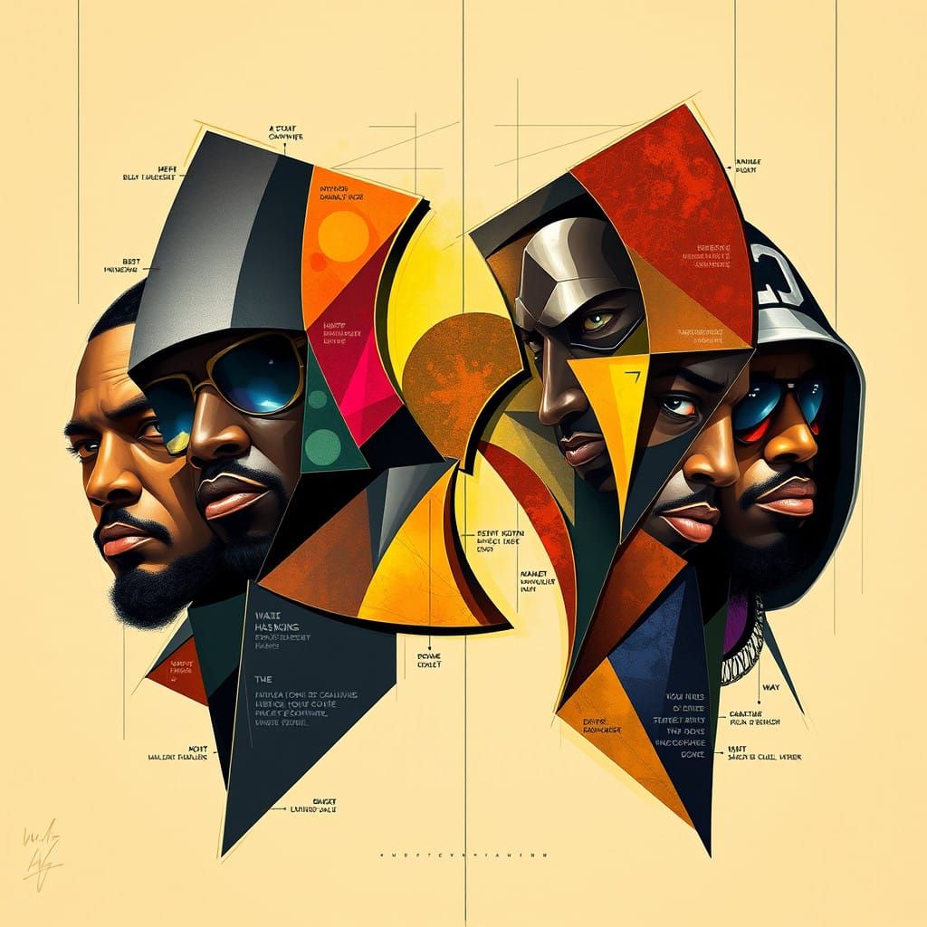 Wu-Tang Clan in Cyberpunk Cubist Art Style
