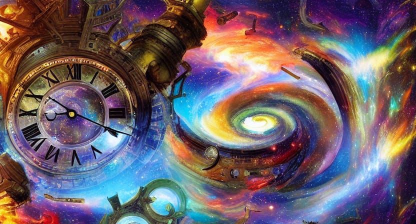 Cosmic Clock Tower in Hyperdetailed Digital Art