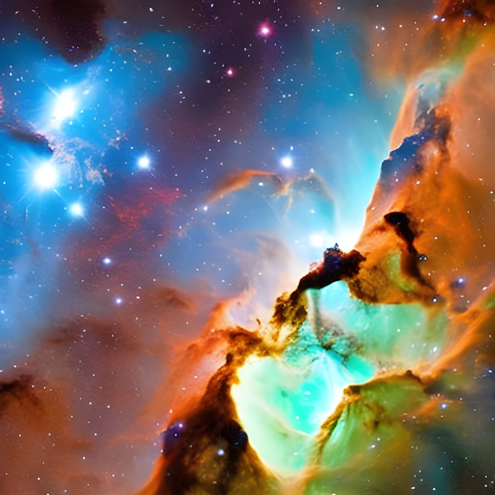 Spectacular Detailed Nebula with Gas Clouds