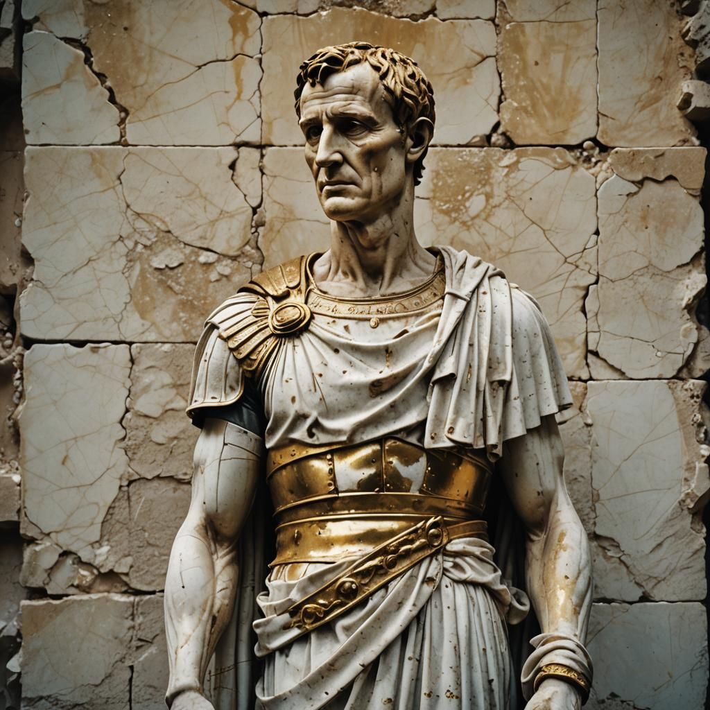 Ruined Caesar Statue Repaired with Gold