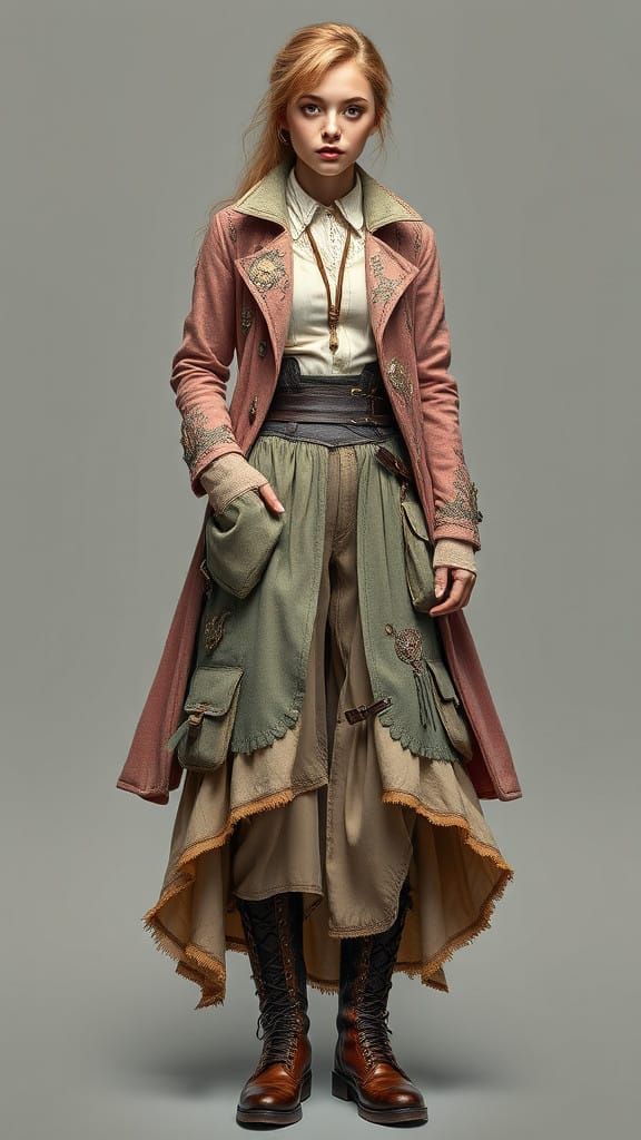 Surreal Post-Apocalyptic Goddess in Hand-Stitched Solarpunk...