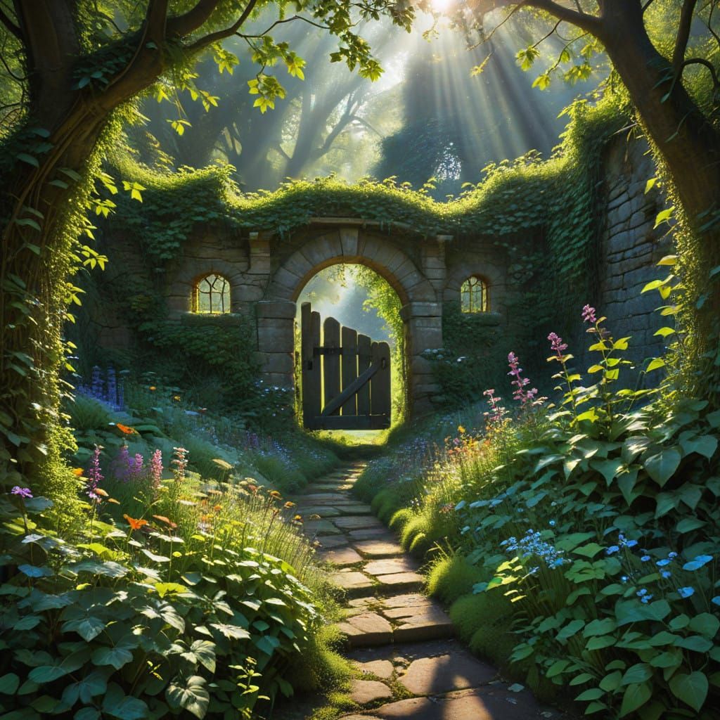 Mysterious Hidden Garden in a Whimsical Landscape