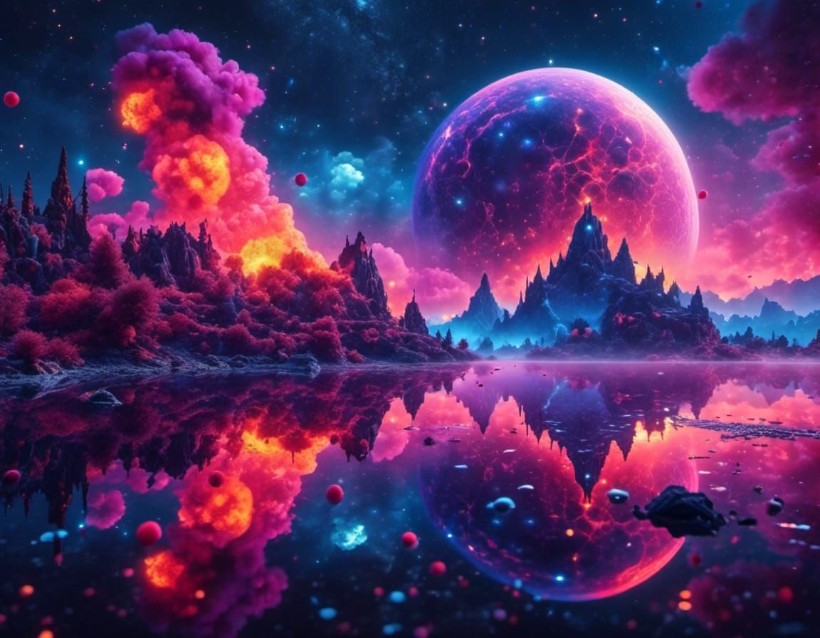 Bioluminescent Galaxy Reflected in Water