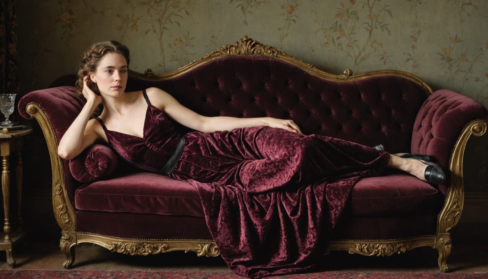 Woman on Chaise Longue with Platinum Hair