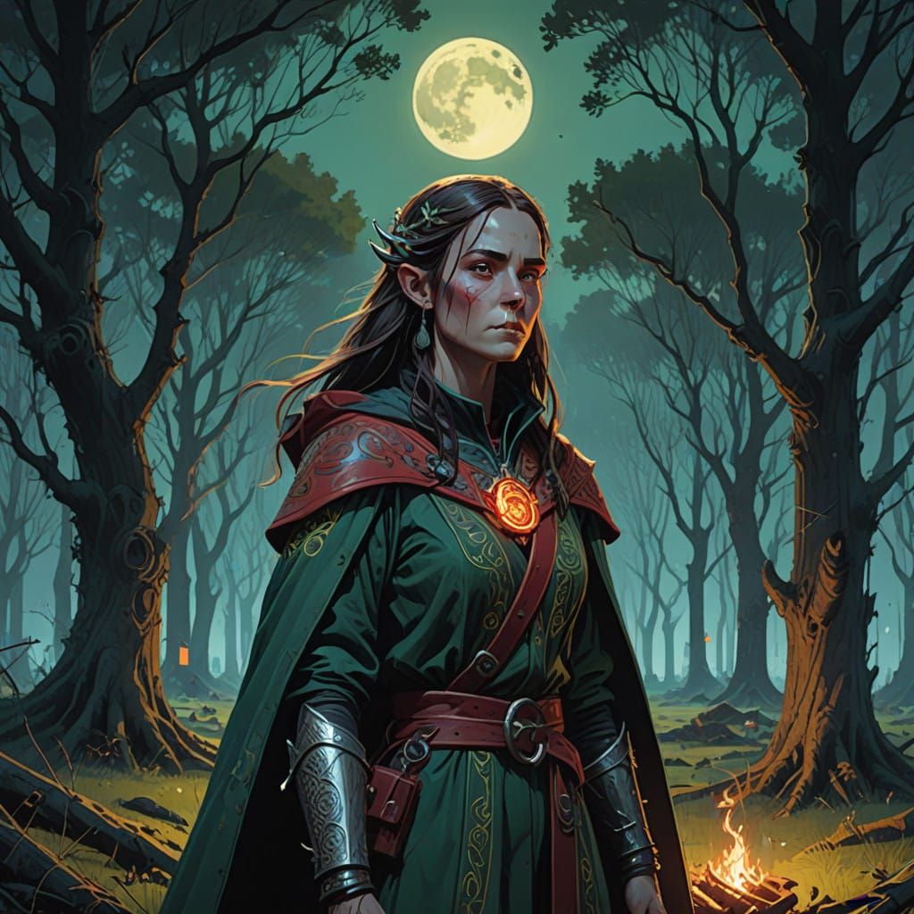 Enchanted Elf Wizard Unleashes Moonlit Magic in Whispering W...