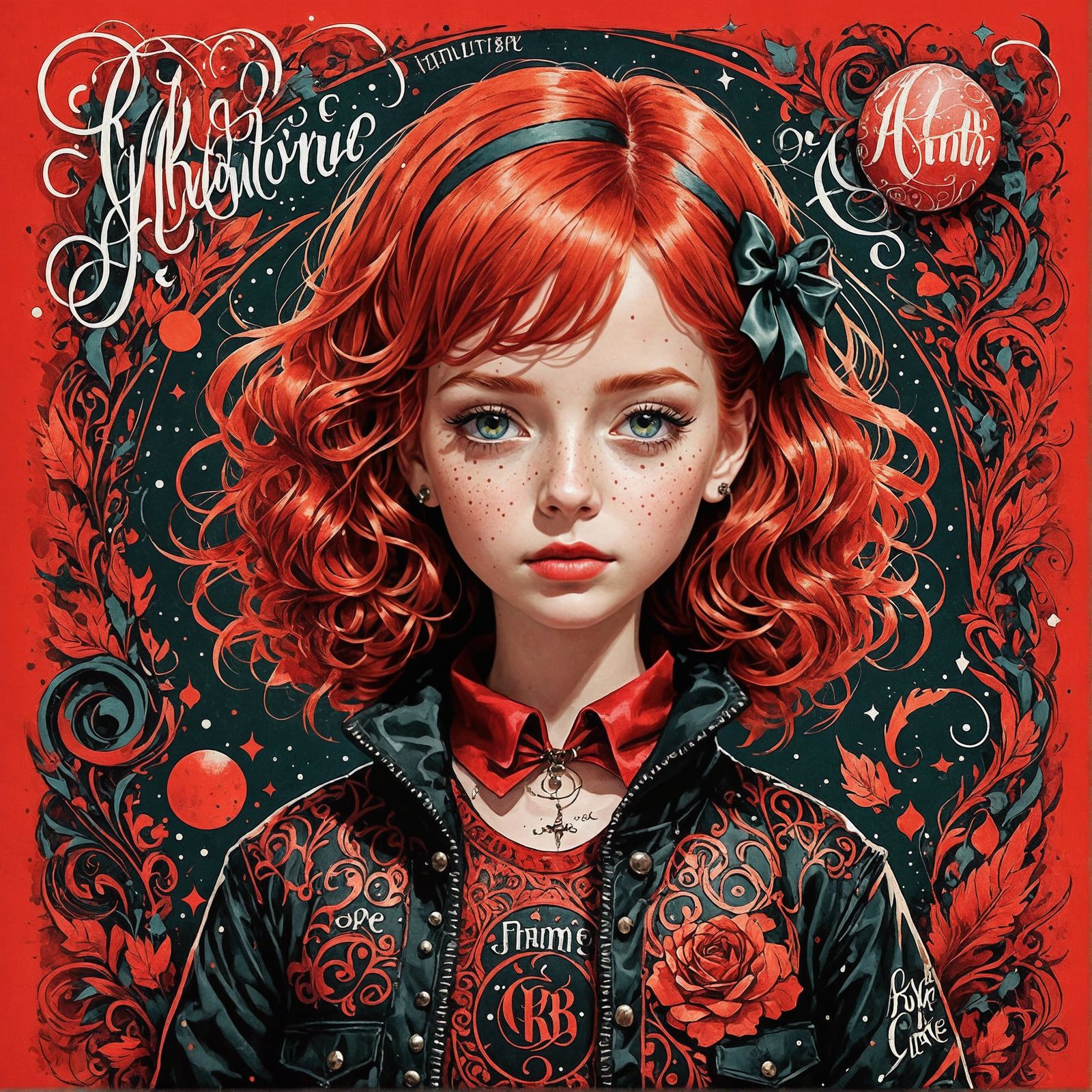 Captivating Calligraphic Ink Lettering with Punk Girl Portra...