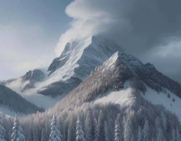 Snow-Covered Mountain Landscape in Epic Detail
