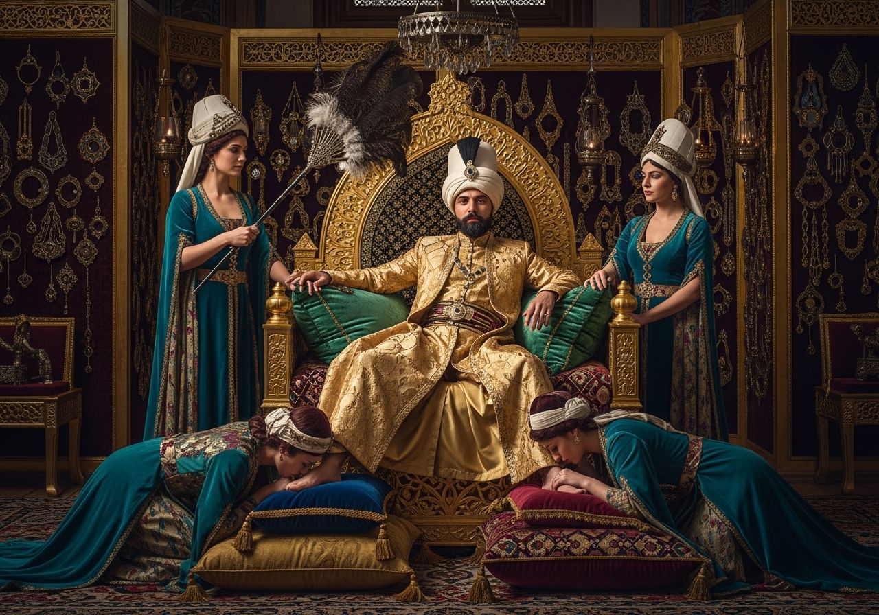 Ottoman Sultan on Gold Throne in Topkapi Palace