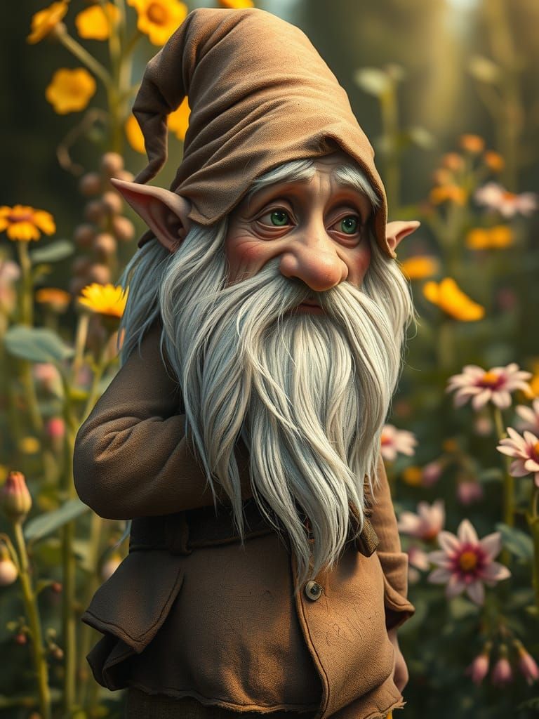Gnome Transformation in Whimsical Fantasy Garden
