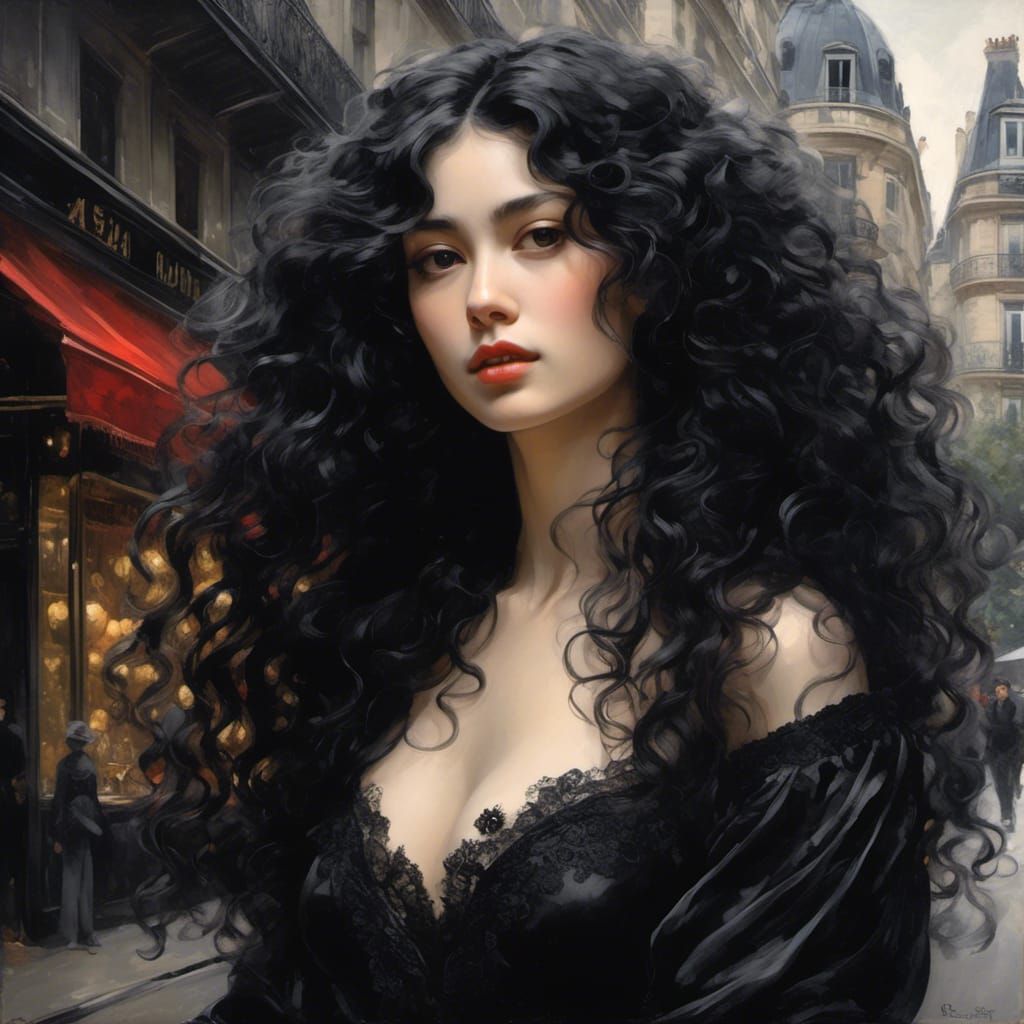Elegant Gothic Portrait of French Woman in Paris