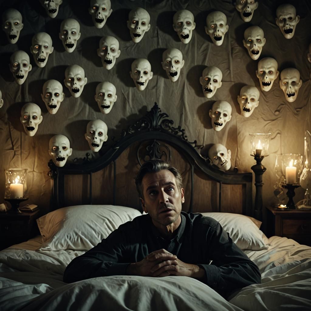 Surreal Dream: A Haunting Encounter in Art Brut Style