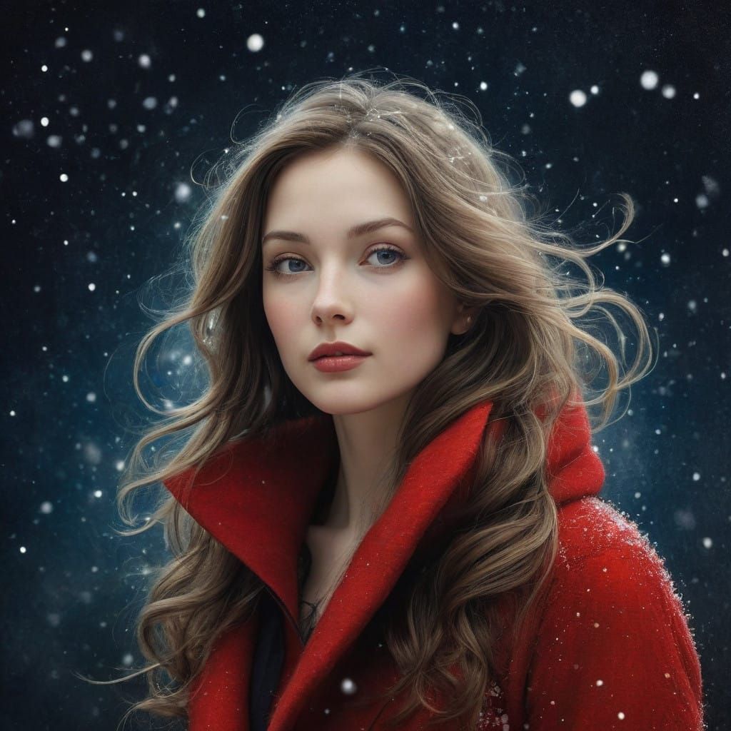 Enchanting Christmas Eve Portrait in Soft, Whimsical Style