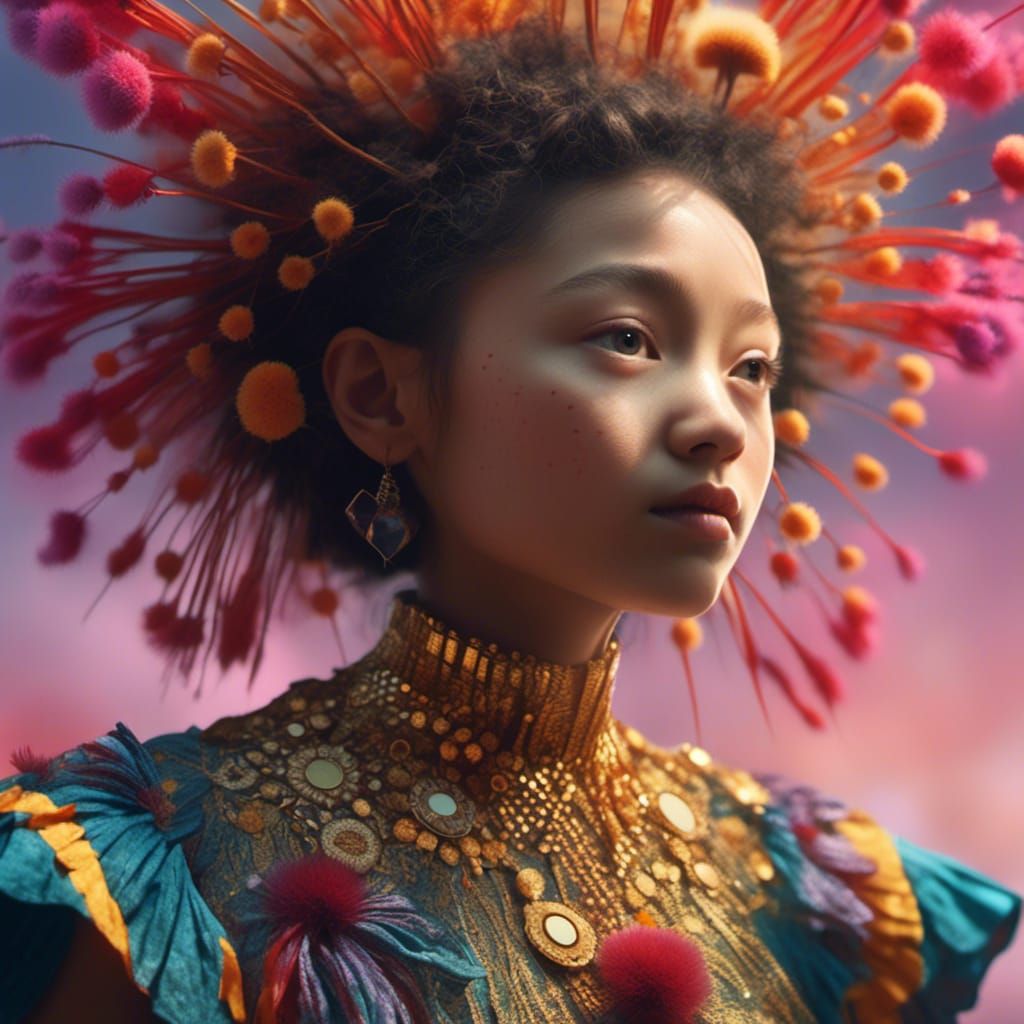 Hyperrealistic Portrait: Woman in Futuristic Jewelry