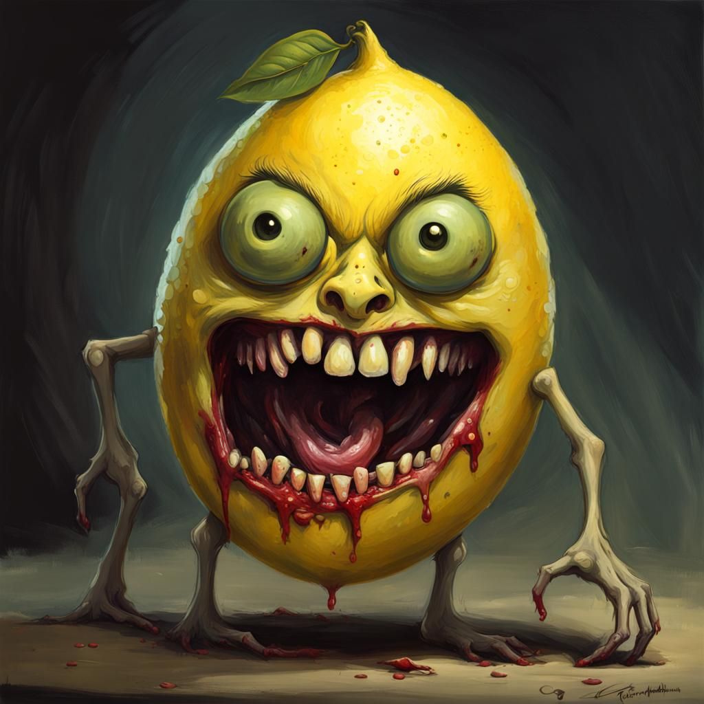 Sinister Zombie Lemon Revealing Teeth