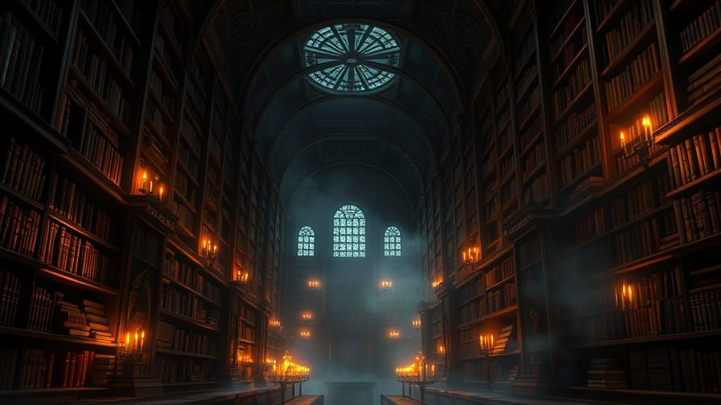 Surreal New Orleans Library Concept Art in Art Nouveau Style