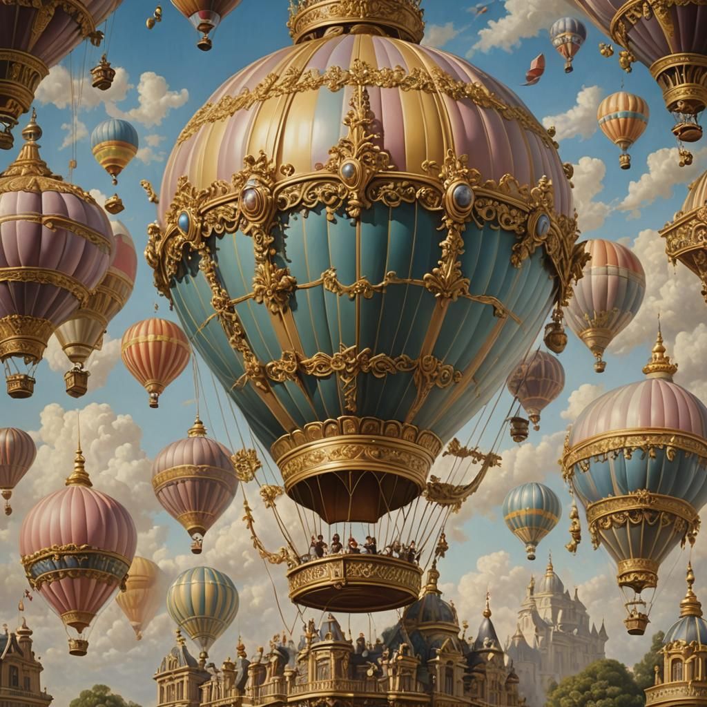 Rococo Hot Air Balloon Oil Painting