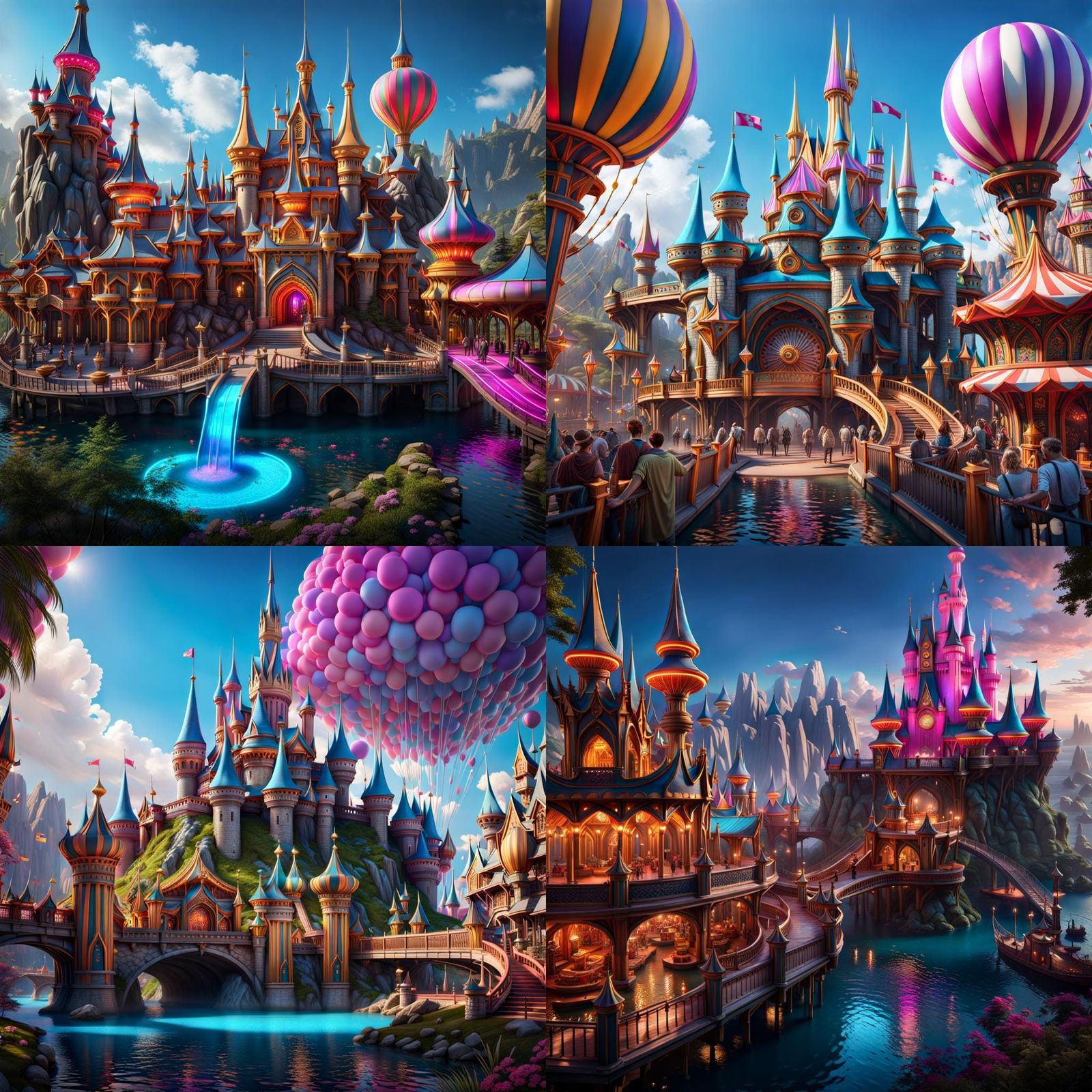 Neon Theme Park: Detailed Matte Painting in 8K
