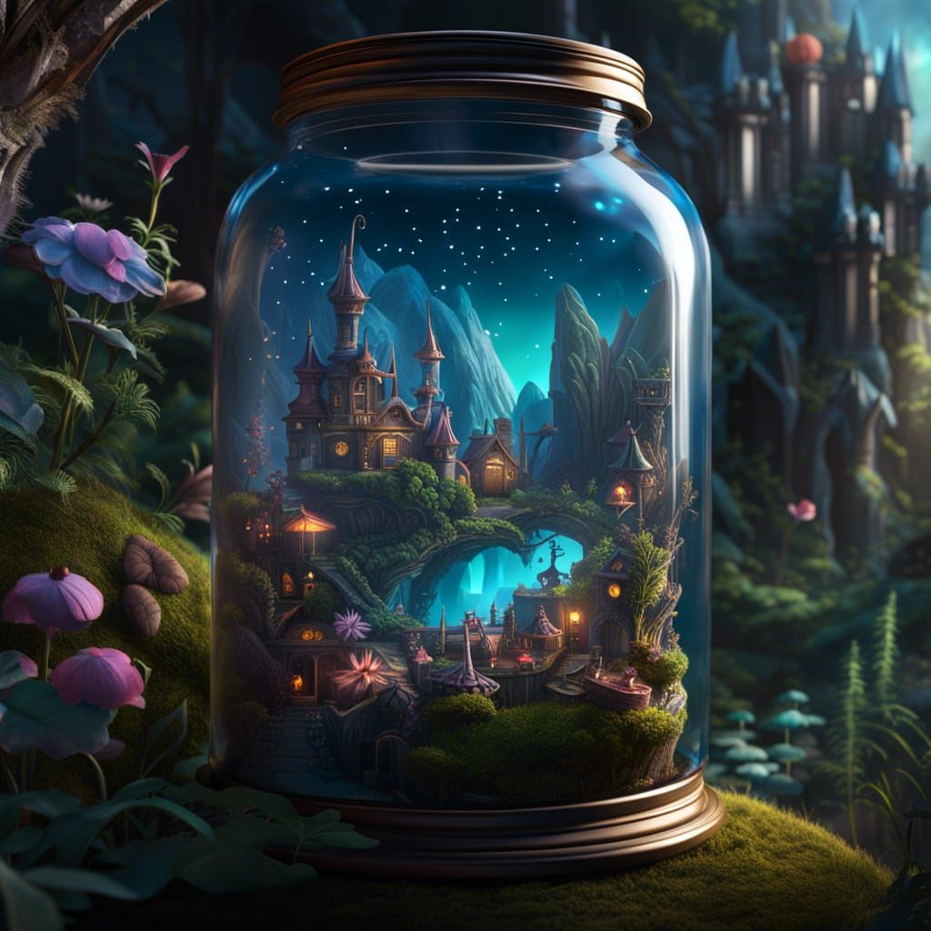 Fairy World in a Jar: Detailed Matte Painting