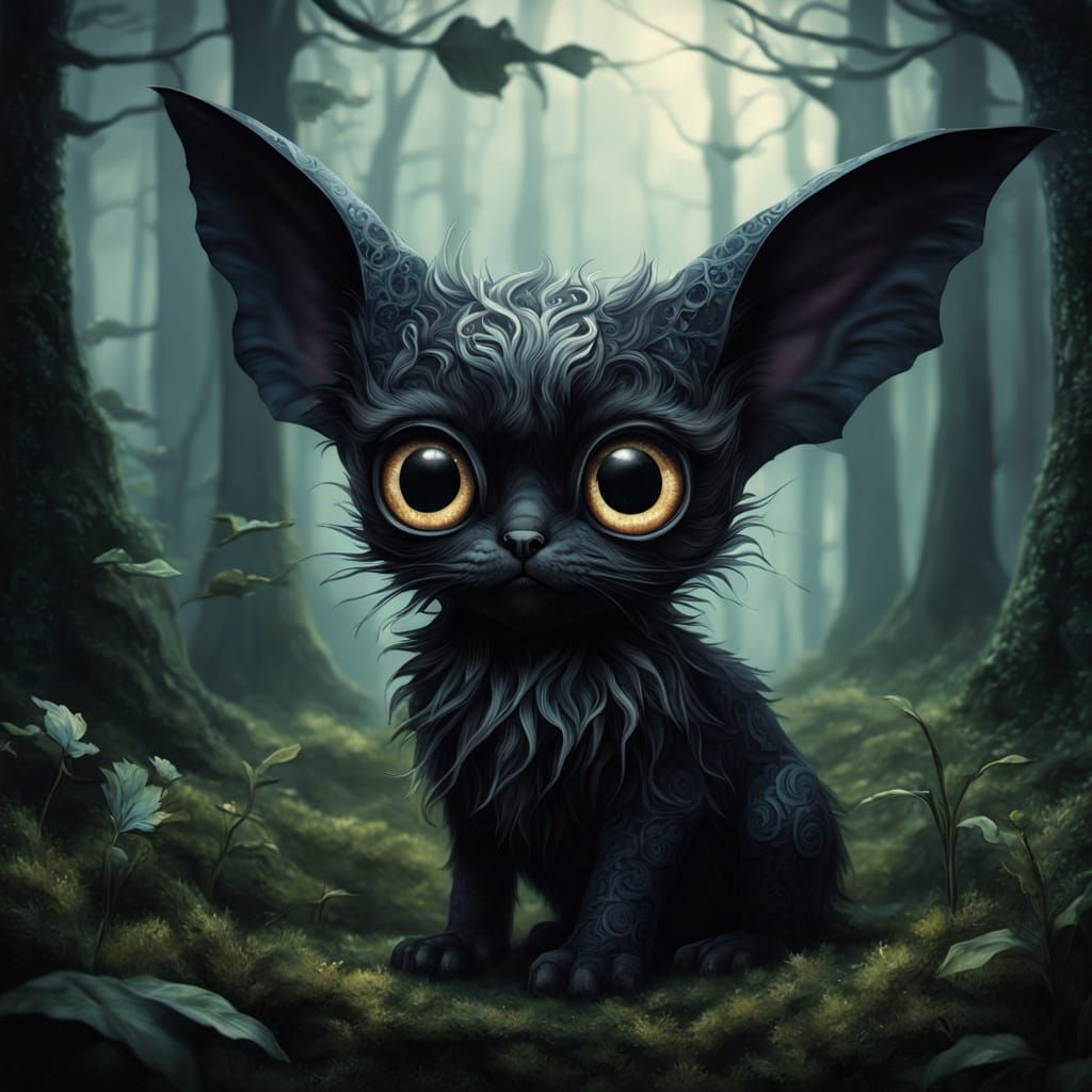 Ethereal Creature in Dark Fantasy Forest