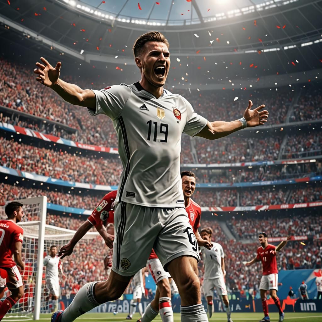 Scott McTominay Celebrates Goal: Detailed Matte Painting