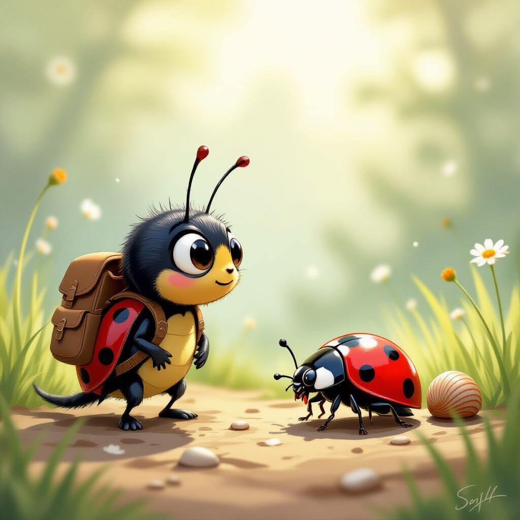 Curios the Snail Helps a Ladybug
