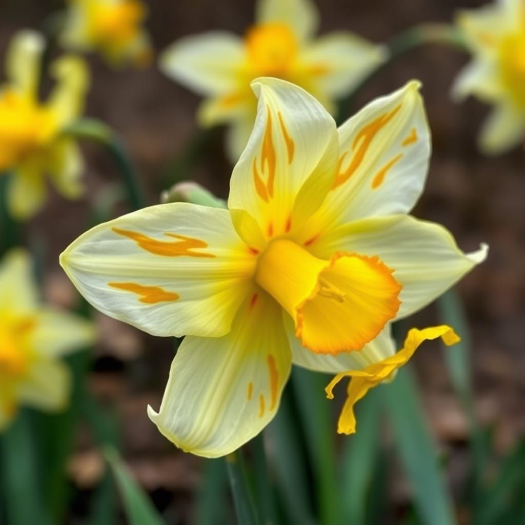 Daffodil with hot rod flames on petals