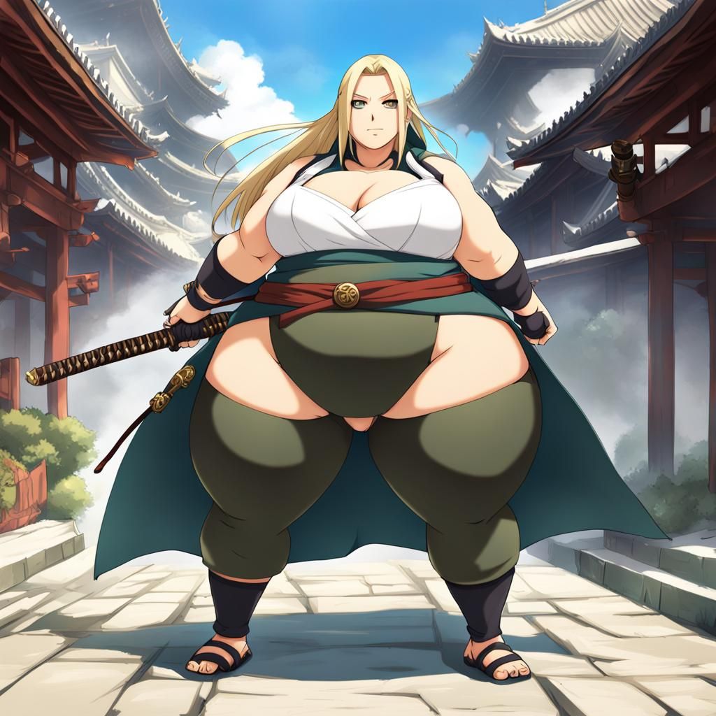 Obese Ninja Girl Tsunade in Steampunk Anime Style