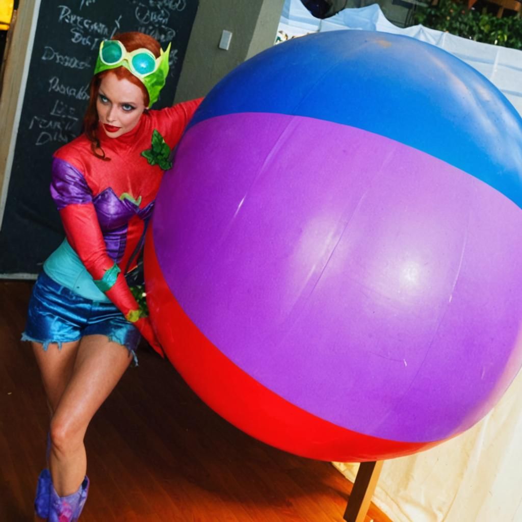 Poison Ivy with Beach Ball Comic Art