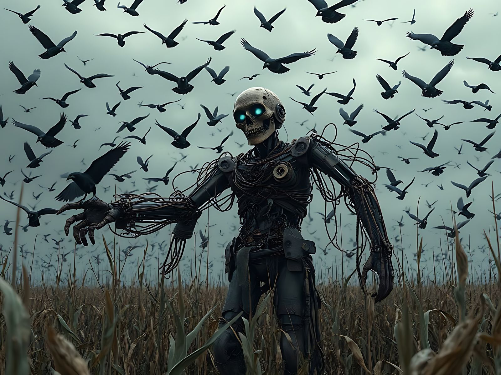 A murder of crows picking at the wires of irony . . .