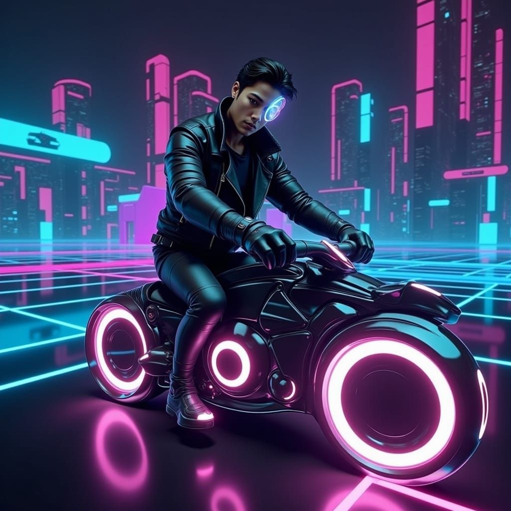 Tron's Digitization in Vibrant Science Fiction Style