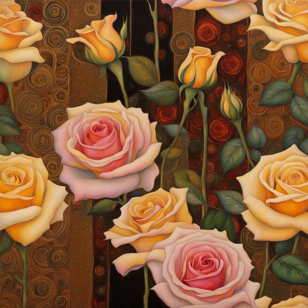 Roses in the Style of Gustav Klimt
