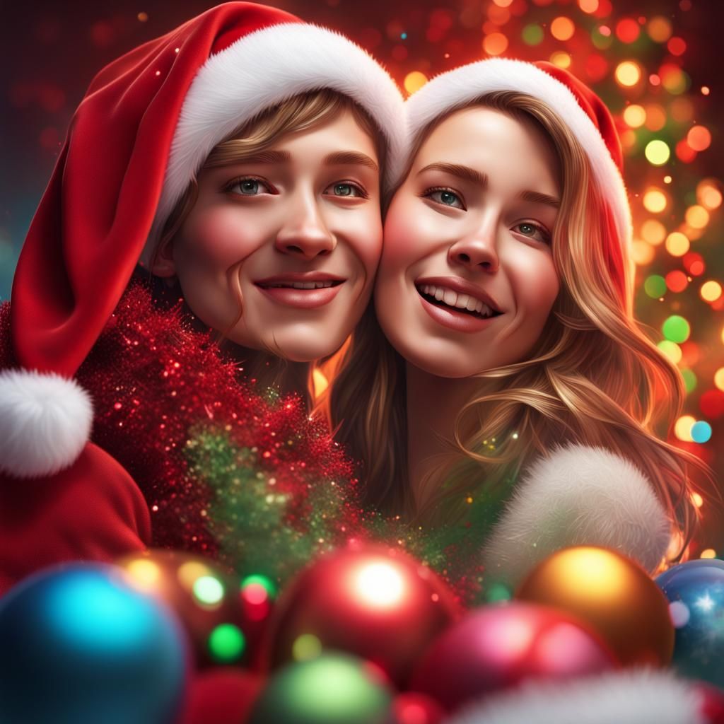 Hyperrealistic Christmas Splash Art: A Colorful Celebration