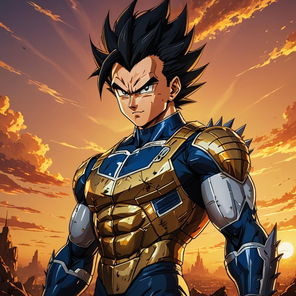 Anime Vegeta Portrait in Digital Art Style