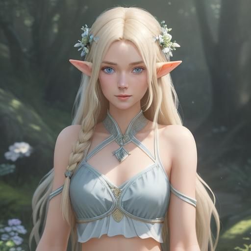Elf Princess in Gentle Pose: Fantasy Concept Art
